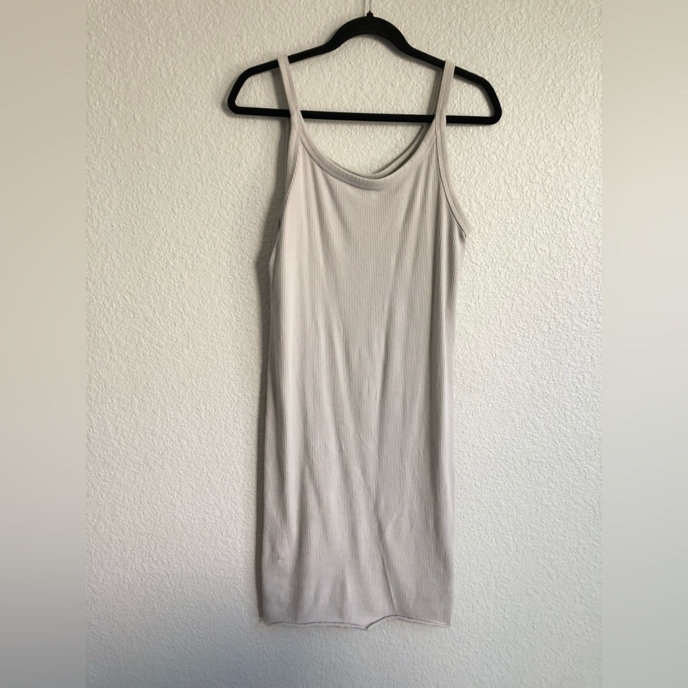 H&M basics gray body con single strap mini dress summer casual minimalist style